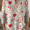 Vintage Flower Art Print Buttoned Cardigan Sweater