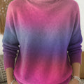 Women's Gradient Color Art Print Knit Turtleneck Pullover Sweater