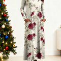 Women's Floral Pattern Art Print Long-sleeved Dress