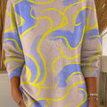 Women's Thick And Thin Lines Prints Casual Pullover Sweater