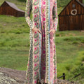 Women's Boho Vintage Flower Art Printed Long-sleeved Casual Dress
