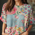 womens-vintage-floral-art-print-casual-crew-neck-short-sleeve-knitted-sweater-m2pw