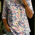 Women's Floral Pattern Art Casual Loose Half Sleeve 100% Cotton T-shirt