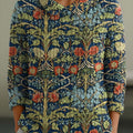 Pull femme vintage à imprimé floral, col Claudine, manches 3/4, taille A2TG