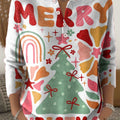 Merry Christmas Art Print Buttoned Cardigan Sweater