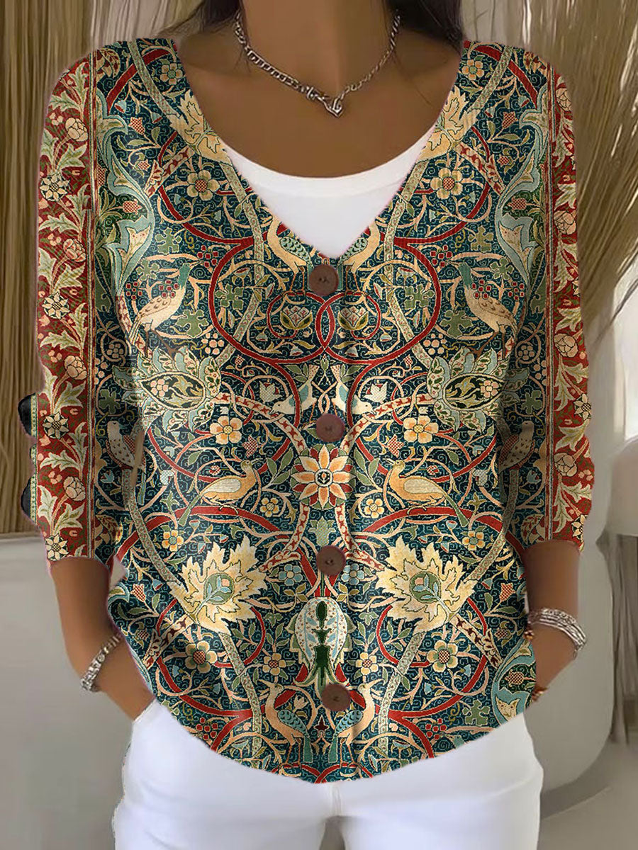 vintage-flower-art-print-buttoned-v-neck-cardigan-sweater-rw8g