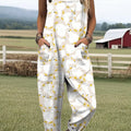 Women's Cute Art Abstract Duck Print Casual 100% Cotton Wide Leg Jumpsuit