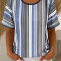 Cozy Artistic Striped Cotton-linen Shirt Blouse