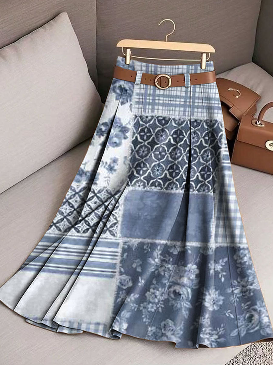 Women's Floral Art Print Casual Cotton Skirt