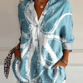 Women's Vintage Octopus Art Print Casual Cotton Shirt