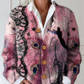 art-graffiti-print-buttoned-cardigan-sweater