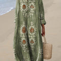 Vintage-Baumwollkleid mit ethnischem Blumenmuster