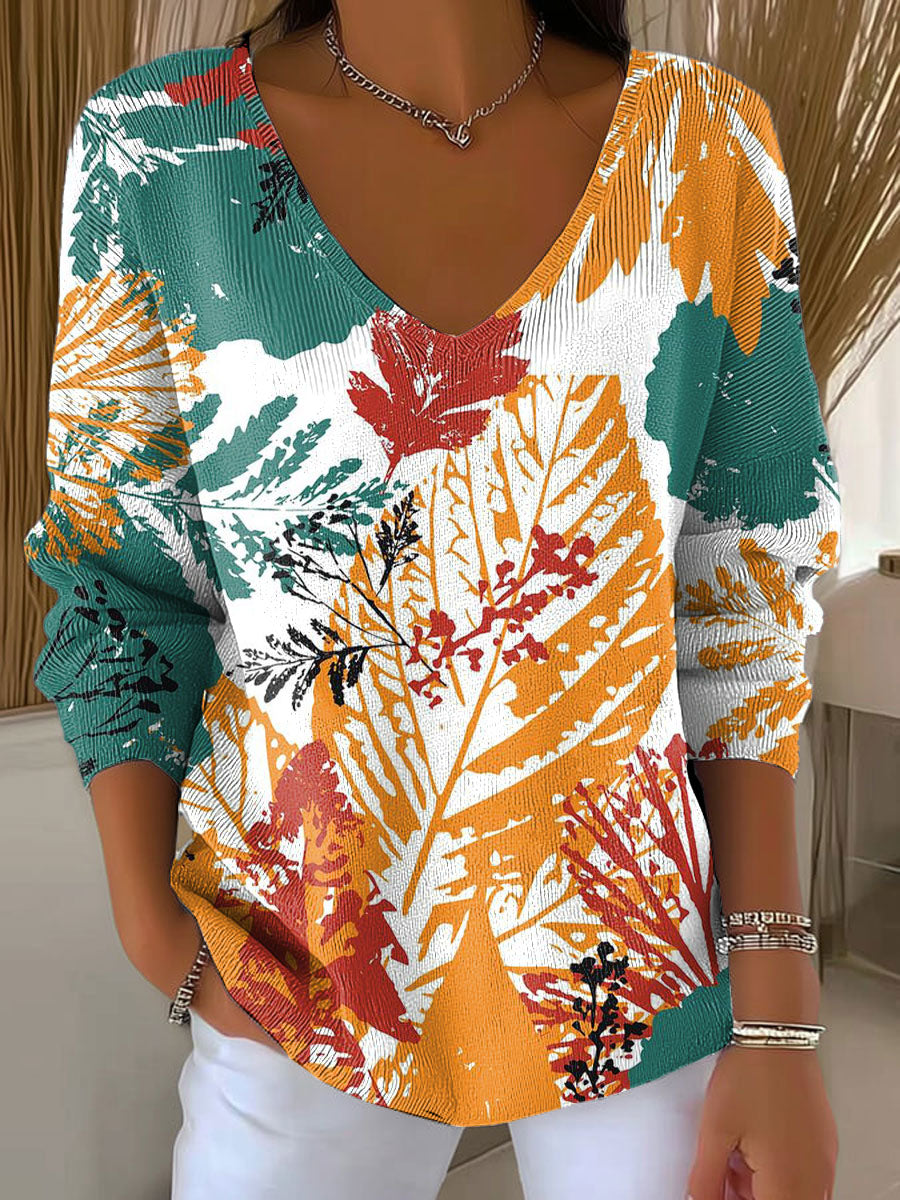 womens-autumn-leaves-orange-casual-print-pullover-sweater-6sgm