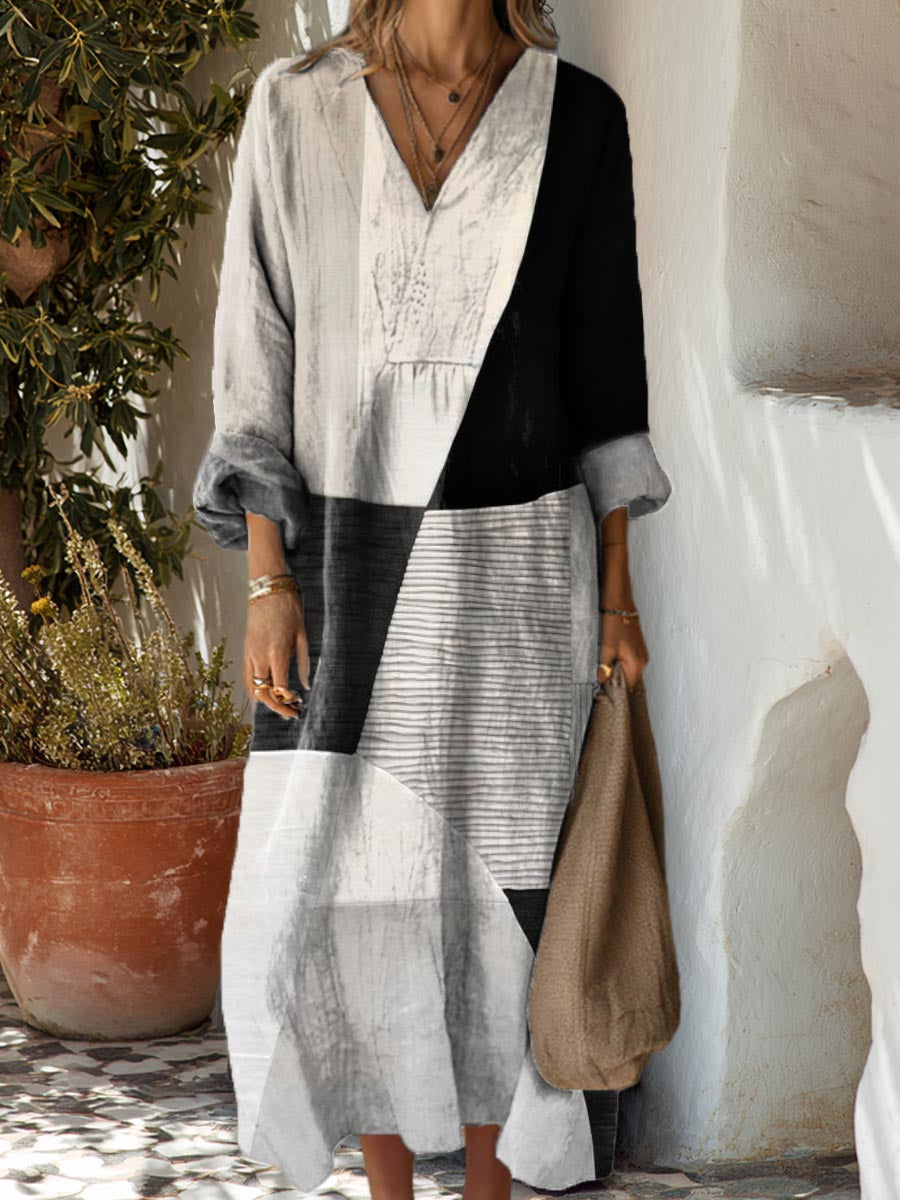 Women's Geometric Pattern Art Print Cotton Dress