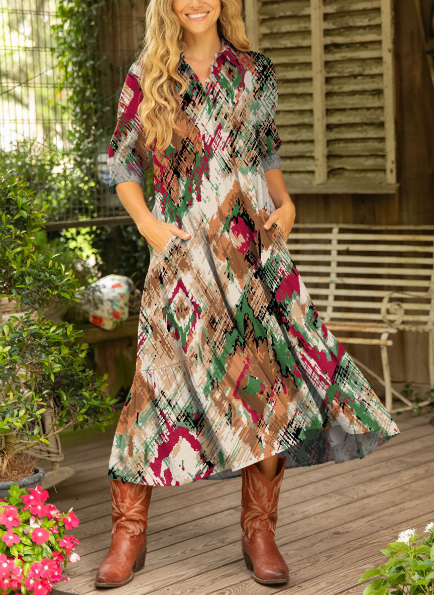 Women's Retro Western Pattern Art Casual Print Dress