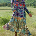 Women's Boho Floral Print Art Print Long-sleeved Dress