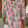 Vintage Christmas Tree Art Print Buttoned Cardigan Sweater