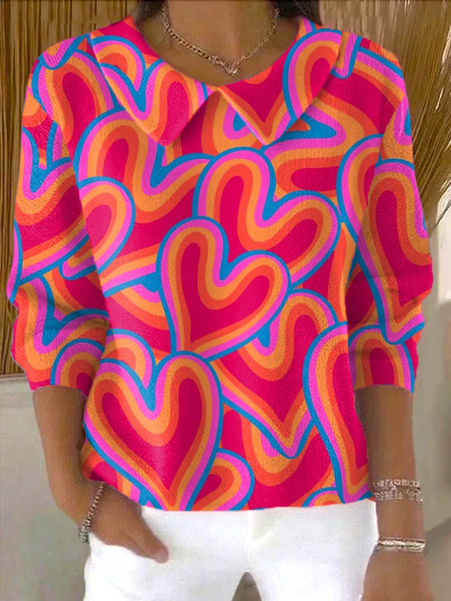 womens-love-art-print-casual-peter-pan-collar-3-4-sleeve-sweater