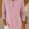 Women's Solid Color Lapel Long Sleeve Casual Pullover Sweater