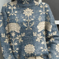Women's Vintage Lovely Floral Art Print Knit Turtleneck Pullover Sweater