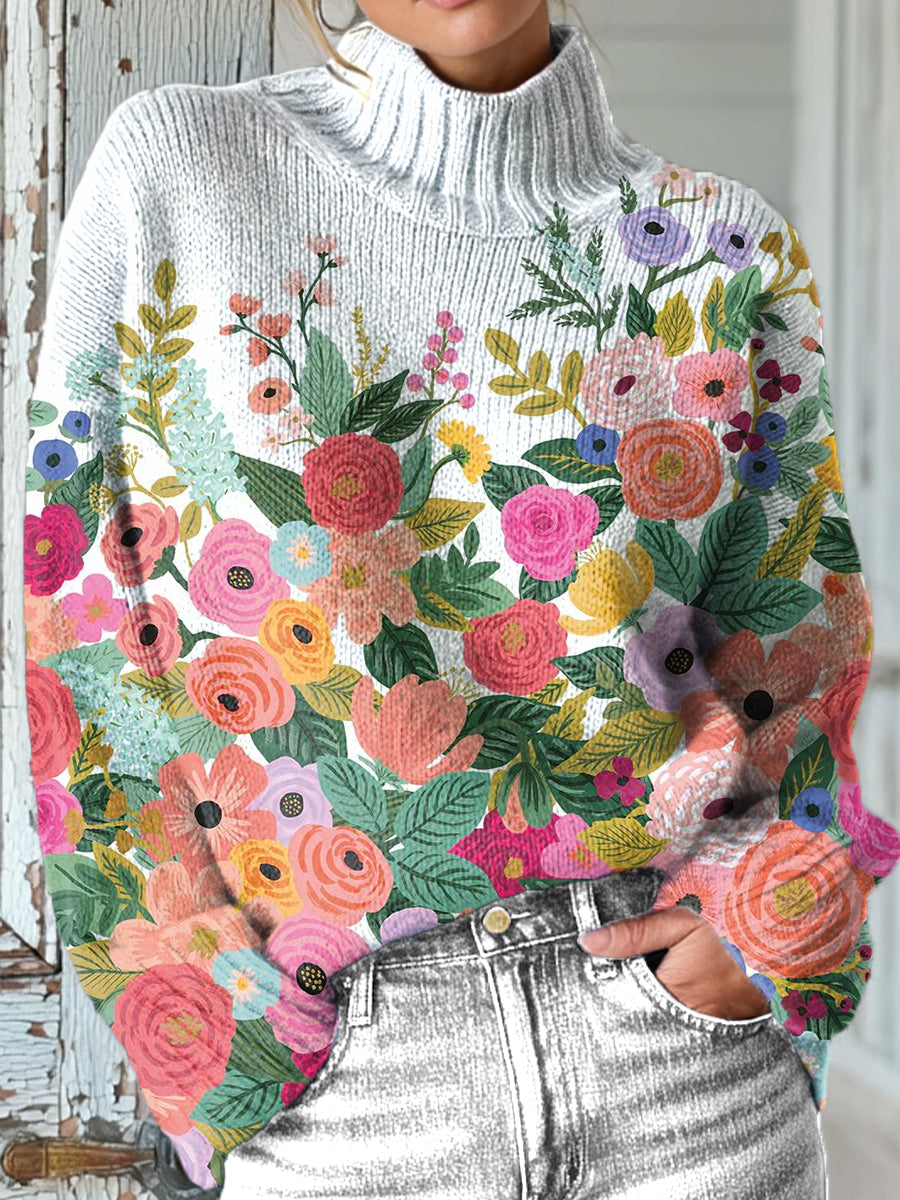 beautiful-colorful-floral-painting-art-print-knit-turtleneck-pullover-sweater