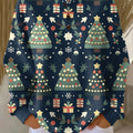 Women's Christmas Tree Pattern Art Print Casual Waffle Henry Collar Sweatshirt