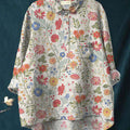 Women'S Pastoral Floral Art Print Cotton Linen Casual Shirt