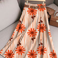 Women's Vintage  Abstract Geometry Art Print Cotton Skirt