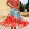 Women's Vintage Gradient Art Print  Flowy Casual Dress