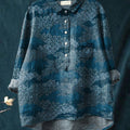 Japanese Style Vintage Pattern Printed Women's Casual Cotton And Linen Shirt