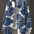 Women's Rule Totem Print Casual Cotton And Linen Ruffle Shirt