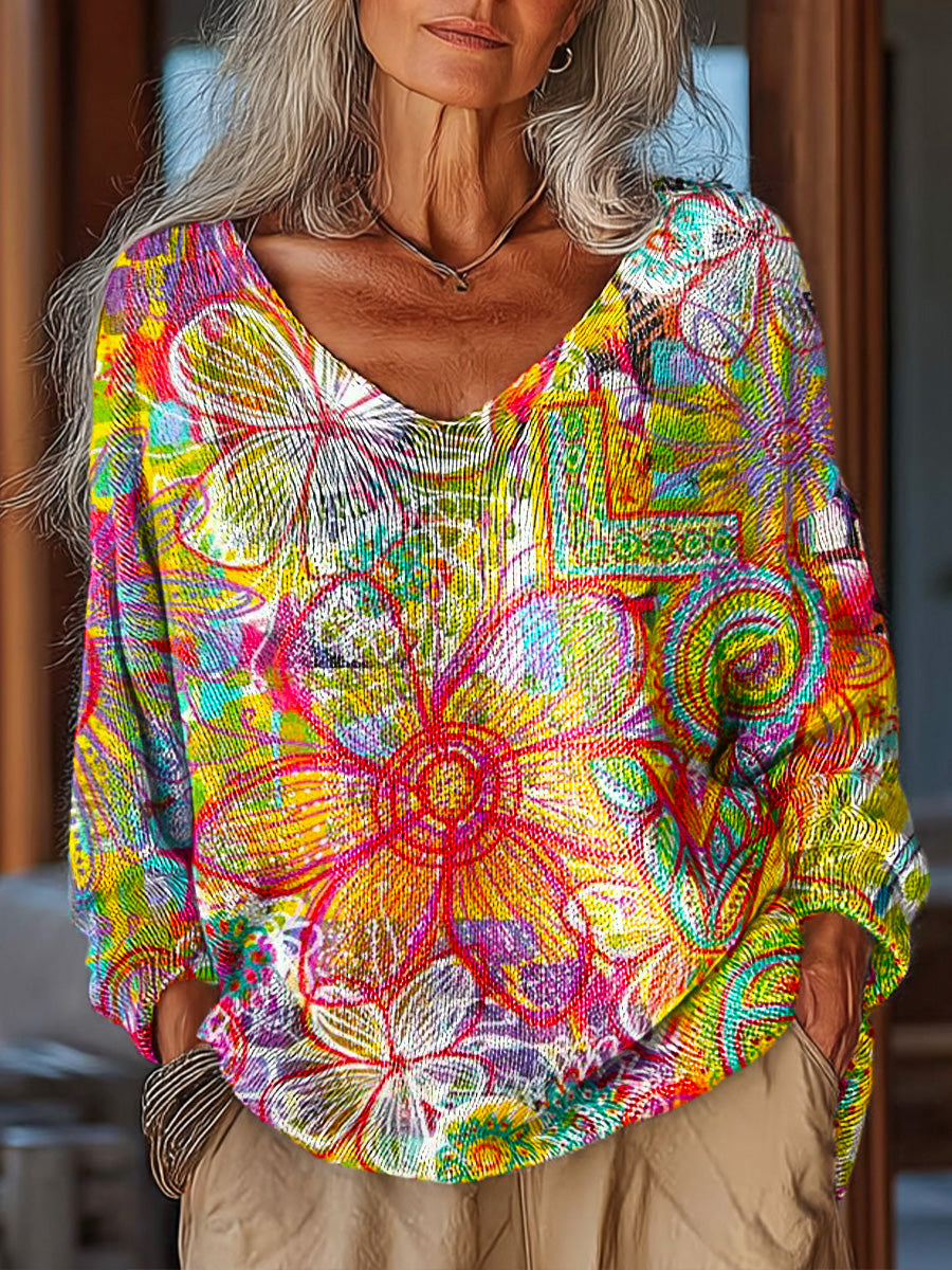 womens-abstract-colorful-large-flower-love-painting-art-print-casual-pullover-sweater