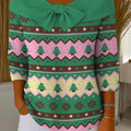 Christmas Colors Christmas Tree Print Buttoned Cardigan Sweater