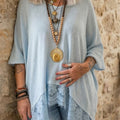 Casual & Romantic Color-block Lace-trimmed V-neck Knit Top