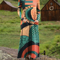Women's Beautiful Abstract Geometric Painting Art Print Long-sleeved Dress