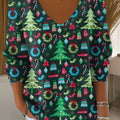 Women's Beautiful Christmas Tree Gift Pattern Art Print Casual Pullover Sweater