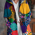 Beautiful Colorful Circular Polka Dot Painting Art Print Unisex Plush Thick Long-Sleeved Sweater Cardigan Coat