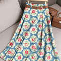 Women's Vintage Flower Art Print Cotton Skirt