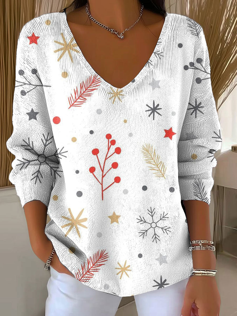 Women's Christmas Pattern Print Casual Pullover Sweater