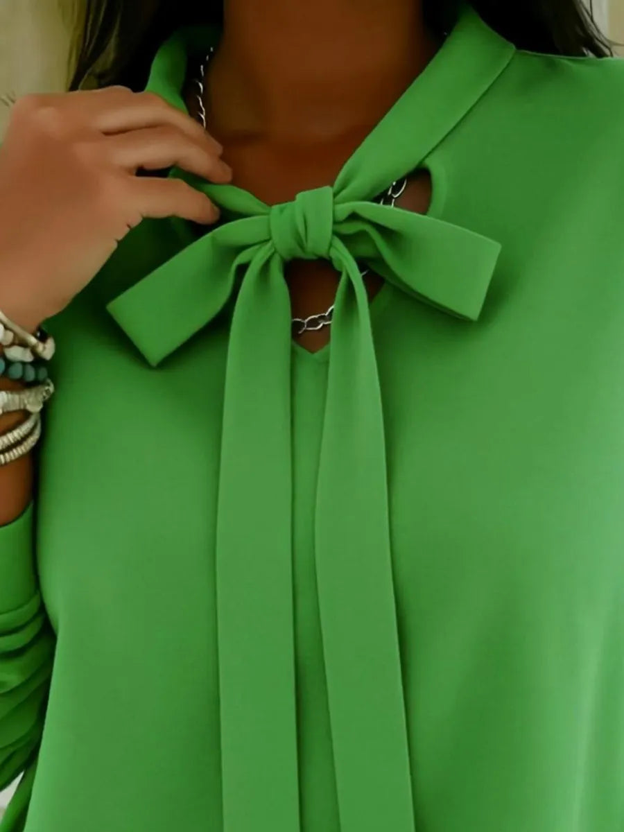 Vintage Bow-tie Neck Long-sleeved Blouse