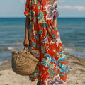 Robe en coton à imprimé floral vintage pour femme