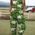 Women's   Funny Sheep Art Print Casual 100% Cotton Wide Leg Jumpsuit