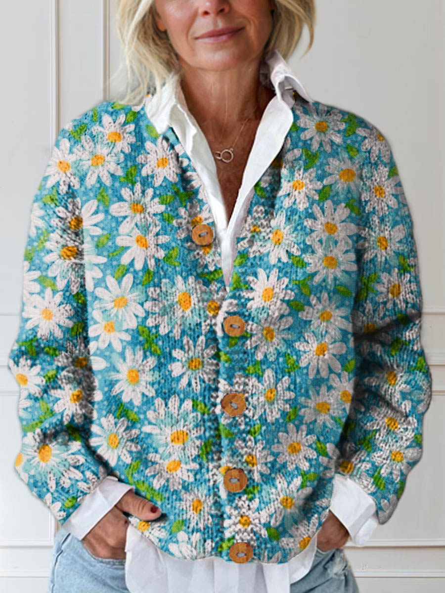 womens-vintage-floral-art-print-buttoned-cardigan-sweater-lv37
