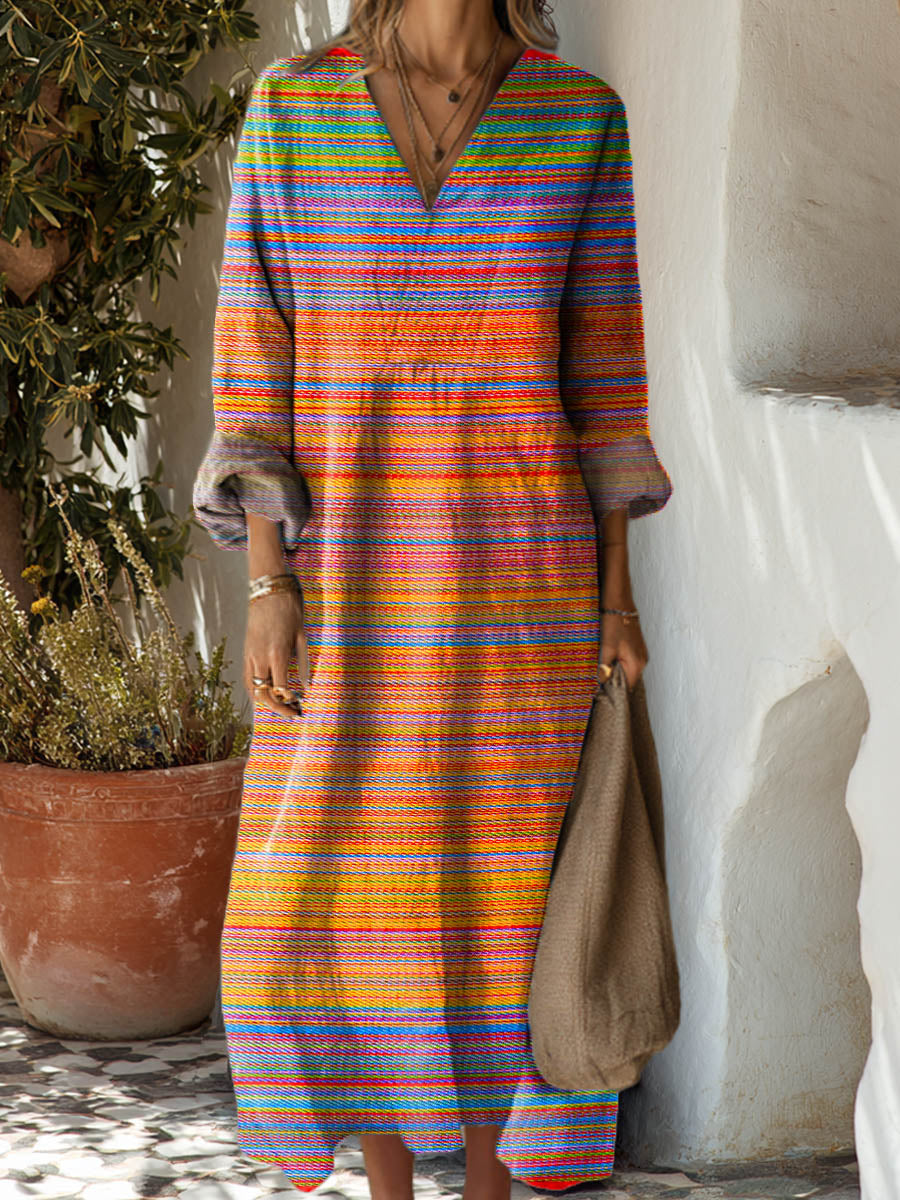 Women's Gradient Pattern Art Print Cotton Dress