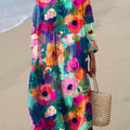 Women's Vintage Floral Pattern Art Print Cotton Dress