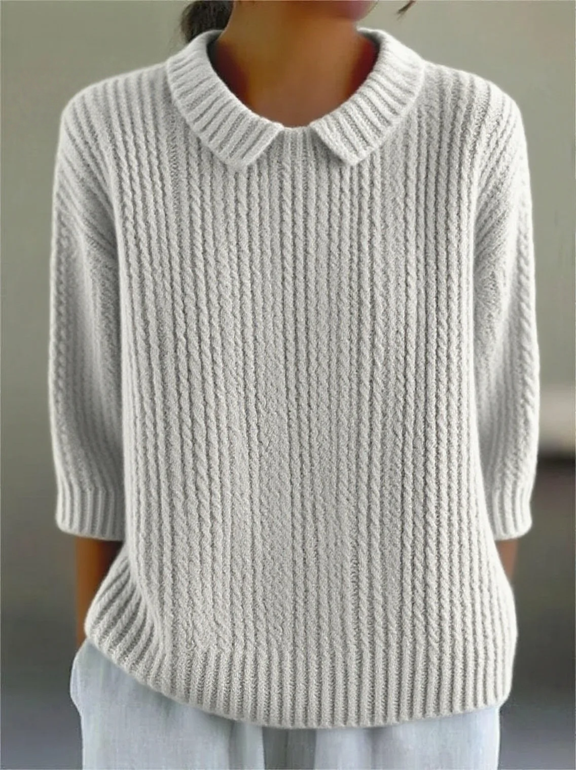 Women's Solid Color Casual  3/4 Sleeve sweater