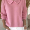 Women Cotton Plain Long Sleeve Comfy Casual Sweater