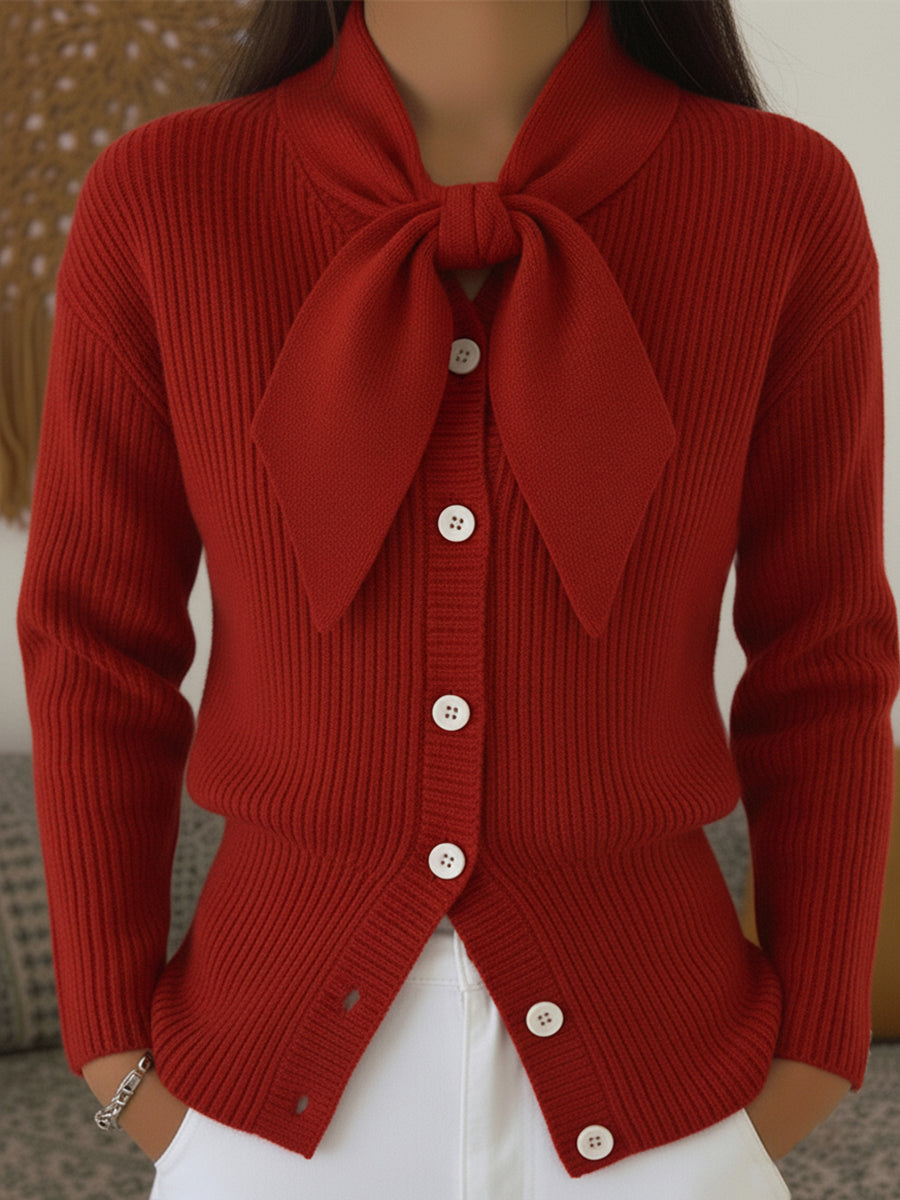 Women's Christmas Bow Cardigan Sweater