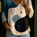 Women's Geometric Art Print Casual Cotton Shirt