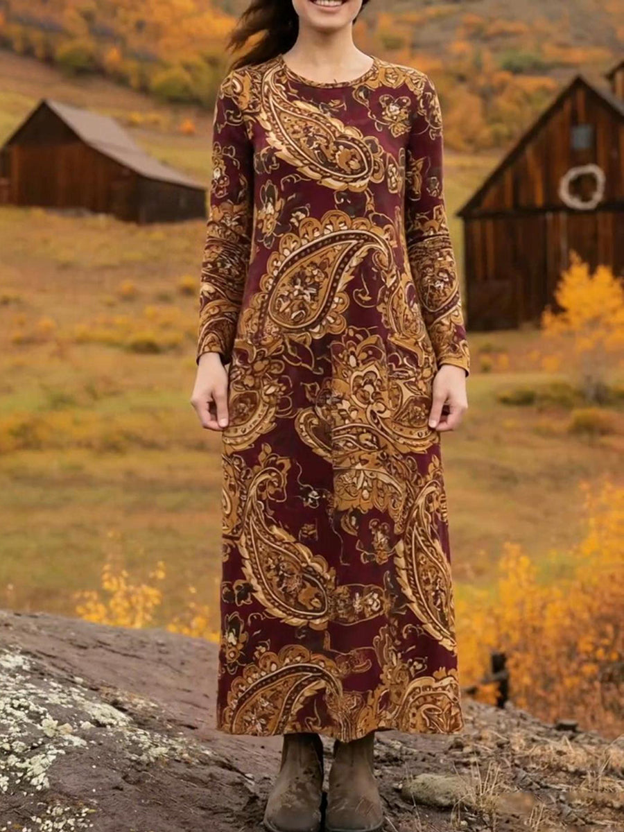 Women's Perris Print Pocket Stretch Dress Rum